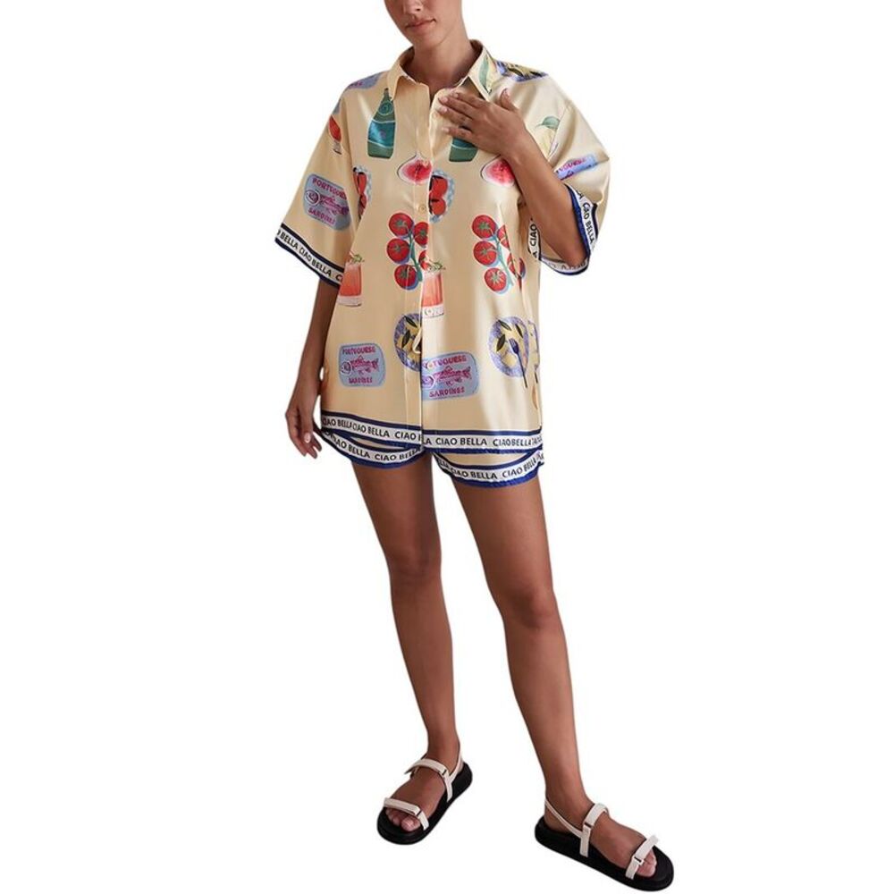 Camila Blanco Womens 2Pc Shirt & Short Set